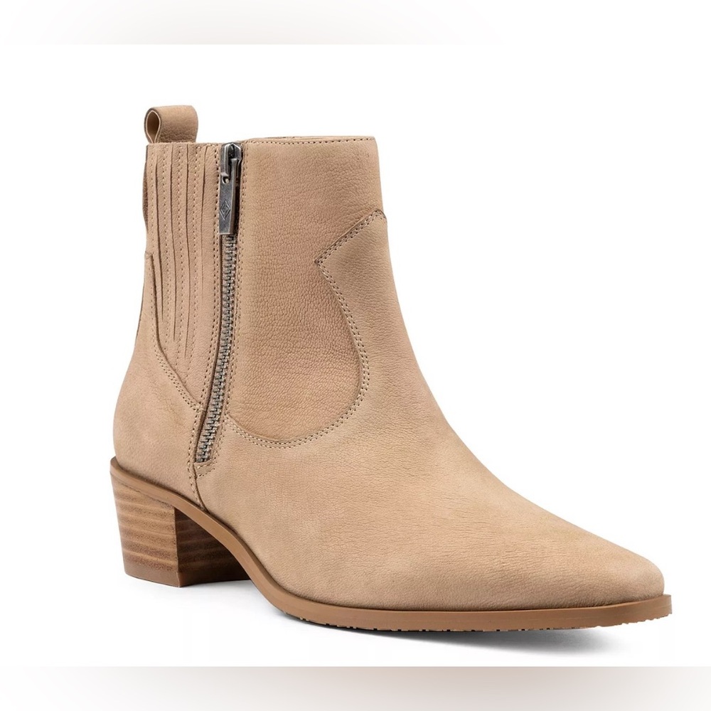 Donald J. Pliner Banks Western Beige Ankle Booties